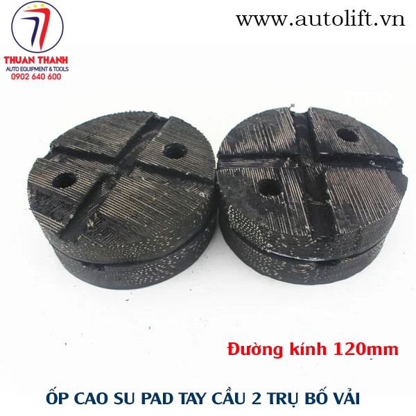 Miếng đệm lót sao su tay cầu nâng 2 trụ bố vải loại 2 lỗ 120mm