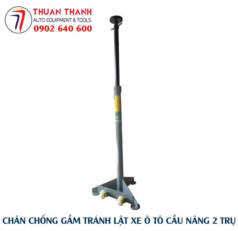 Chân kê chống gầm cầu nâng ô tô 2 trụ cao 1800mm màu xám có bánh xe di chuyển