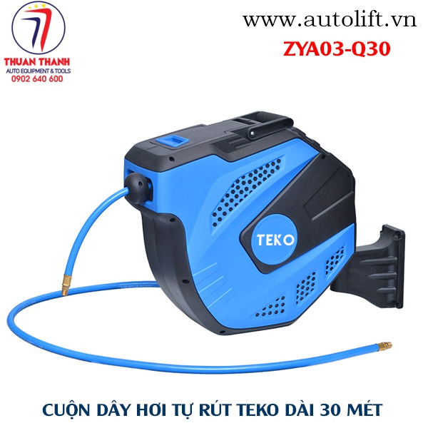 Cuộn dây dẫn hơi khí nén tự rút 30m, 9mm TEKO sử dụng gắn treo tường ZYA03-Q30