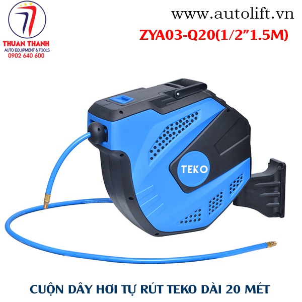 Cuộn dây dẫn hơi khí nén tự rút 20m, 9mm TEKO ZYA03-Q20(1/2