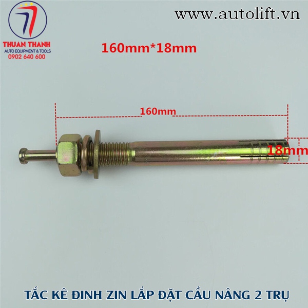 Tắc kê đinh nở zin lắp đặt cầu nâng ô tô 2 trụ chuẩn theo nhà máy 18x160mm