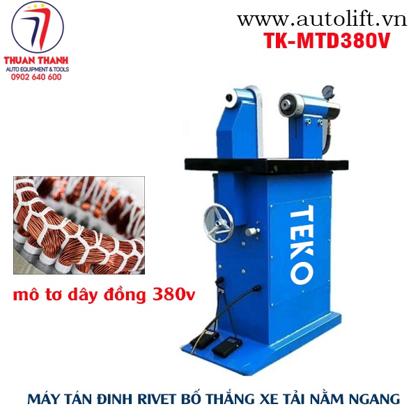 Máy tán đinh bố thắng xe ô tô kiểu nằm ngang điện áp 380V TEKO màu xanh