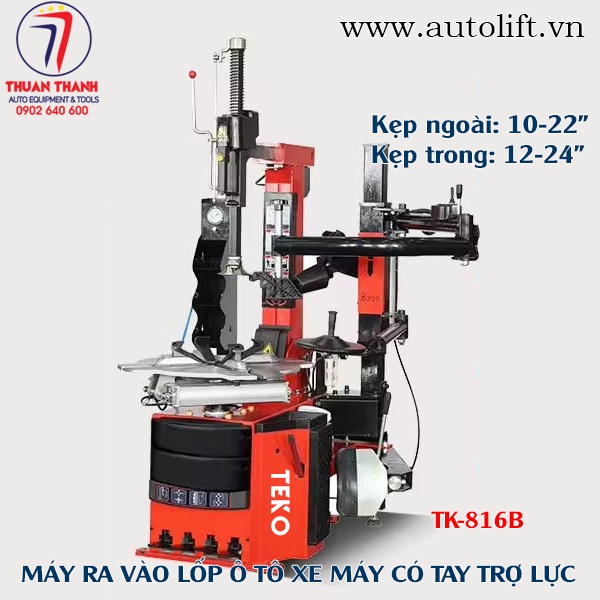 Máy ra vào vỏ lốp xe ô tô có bộ tay tì đè trợ lực ép ra mâm 24 inch