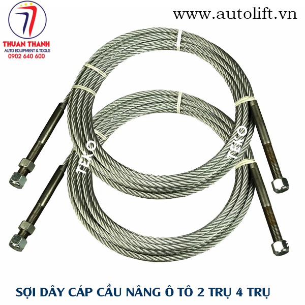 Sợi cáp cầu nâng ô tô 2 trụ giằng trên và giằng dưới