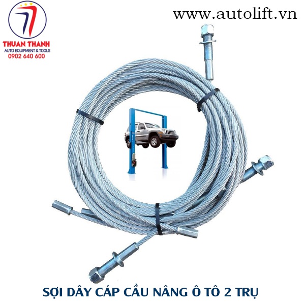 Bộ dây cáp cầu nâng ô tô 2 trụ Trung Quốc giằng trên giằng dưới