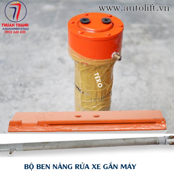 Bộ ti ben nâng rửa xe máy - Ben nâng dầu mặt bàn cong trơn không khóa