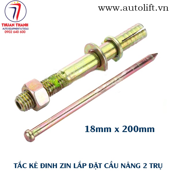 Tắc kê đinh nở sắt lắp cầu nâng ô tô bê tông 2 lớp có lót gạch men 18x200mm