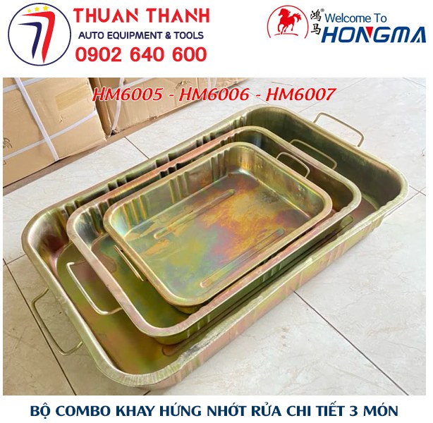 Bộ combo 3 khay hứng dầu nhớt rửa chi tiết xe ô tô HONGMA HM6005 HM6006 HM6007
