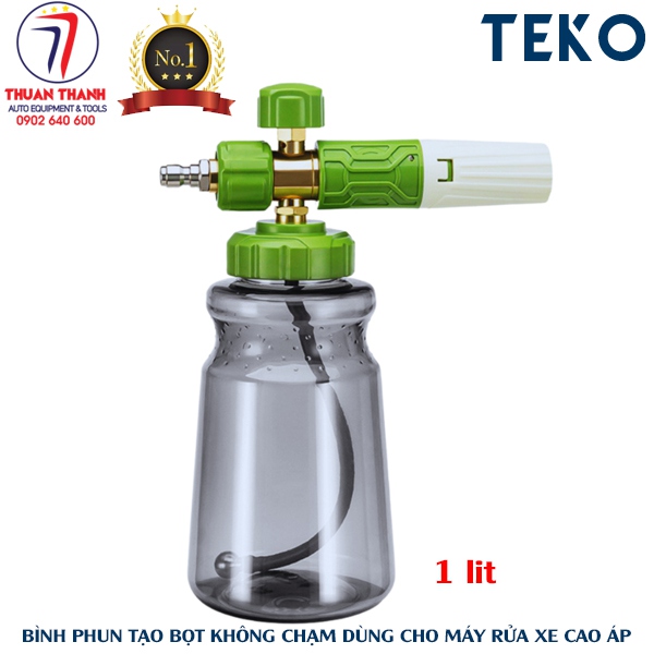 Bình phun tạo bọt dung dịch không chạm loại 1 lít gắn súng máy rửa xe ô tô béc đồng