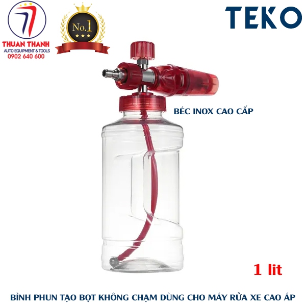 Bình tạo bọt không chạm gắn súng máy rửa xe ô tô cao áp có béc inox loại cao cấp dung tích 1 lít
