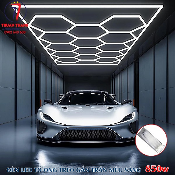 Đèn led tổ ong gắn trần tiệm rửa xe ô tô công suất 850w màu sáng trắng
